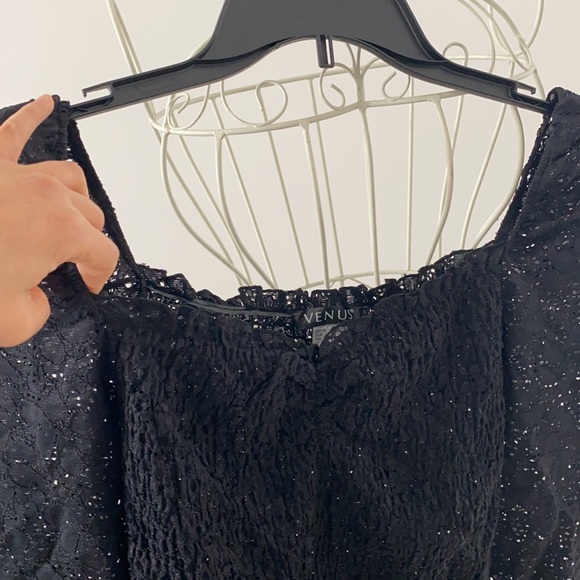 VENUS BLACK Smocked Lace Top - Picture 2 of 8